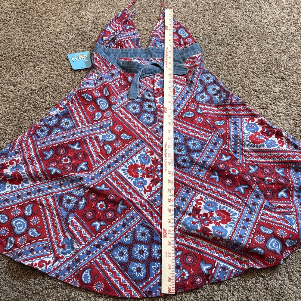 Paul Frank Retro Y2K Halter Bandana Print Dress NWT Size Large Festival Boho - Picture 9 of 9